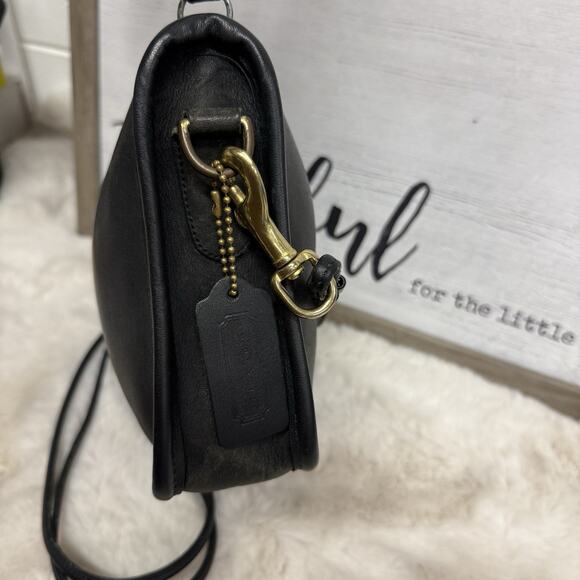 Vintage Coach Leather Basic Bag Purse Black Double Strap Made in USA 021-9003 - Picture 4 of 14